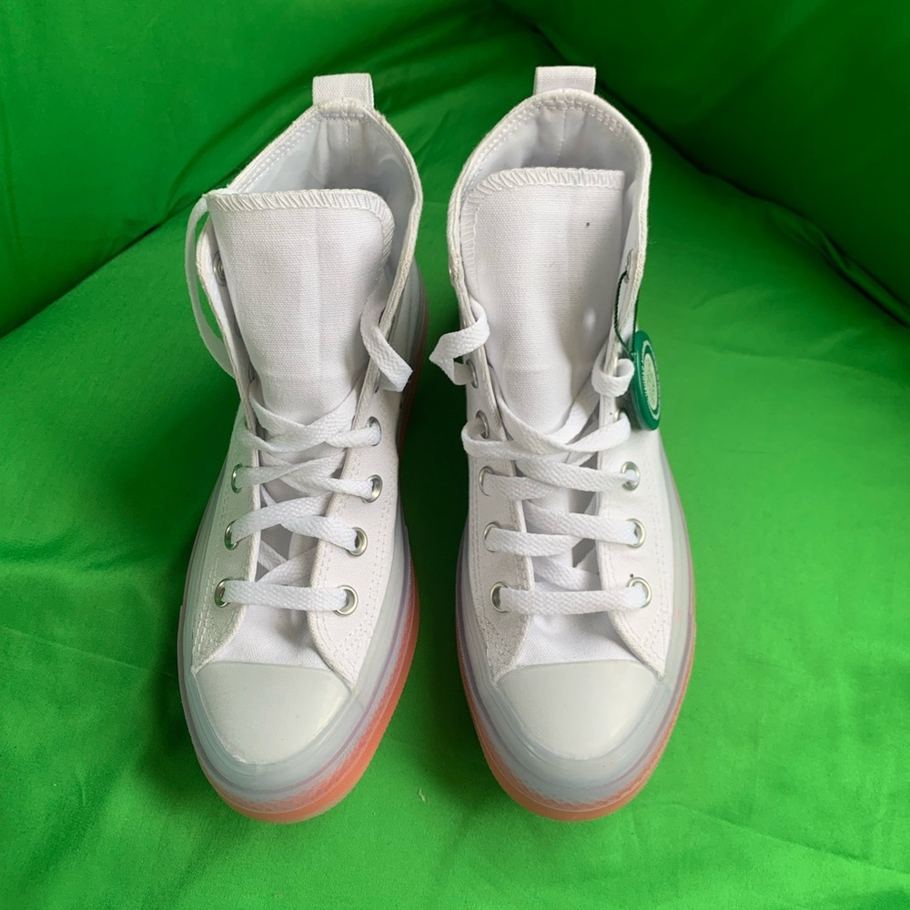 Converse CTAS CS High Top Sneakers in White Clear Wild Mango